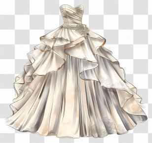 Strapless Wedding Dress - Elegant Wedding Dress With Layered Design Illustration Transparent PNG