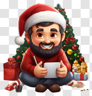Cartoon Character - Cute Santa Claus With Gifts Cartoon Transparent PNG