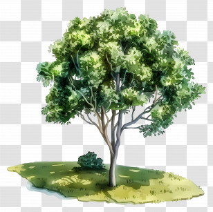 Watercolor Tree - Green-Leafed Tree In A Natural Setting Transparent PNG