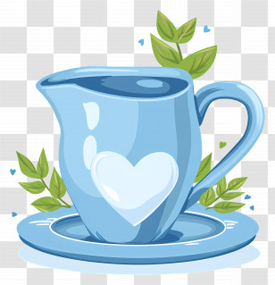 Milk Jug - Blue Ceramic Pitcher With Heart Design Transparent PNG