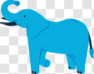 Cartoon Elephant - Blue Illustration Of An Elephant Transparent PNG
