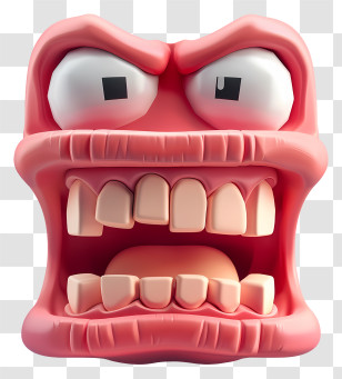 Cartoon Mouth - Angry Cartoon Face With Big Teeth Transparent PNG