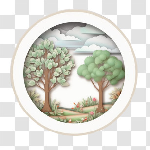 Circle Frame - Paper-Cut Forest Art Illustration Transparent PNG