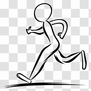 Stick Figure Running - Dynamic Stick Figure Running Illustration Transparent PNG