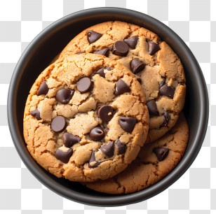 Chocolate Chip Cookies In Bowl - Bowl Of Chocolate Chip Cookies Transparent PNG
