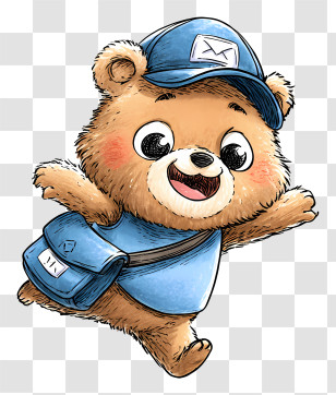 Bear Mail Carrier - Mail Bear In Blue Uniform Transparent PNG