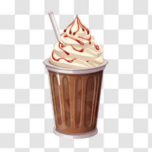 Chocolate Milkshake - Chocolate Milkshake With Whipped Cream Illustration Transparent PNG