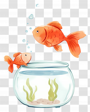 Goldfish Jumping - Goldfish Swimming Around Fishbowl Transparent PNG