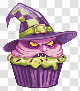 Halloween Cupcake - Cartoon Witch Cupcake With A Hat Transparent PNG