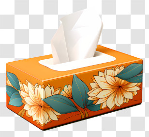 Hand Drawn Tissue Box - Floral Orange Tissue Box Transparent PNG