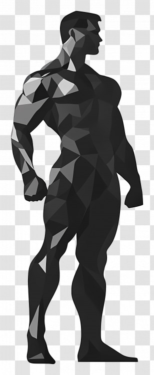 Strong Man Silhouette - Black Silhouette Man Character Transparent PNG