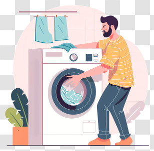 Man Doing Laundry - Man Doing Laundry At Home Transparent PNG