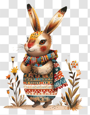 Easter Bunny - Cute Rabbit In Scarf Transparent PNG
