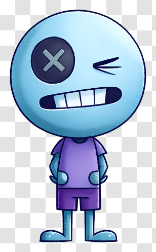 Astro Hurt - Playful Blue Emote Character Transparent PNG