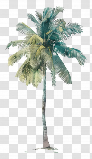 Coconut Tree - Illustrated Coconut Palm Tree Transparent PNG