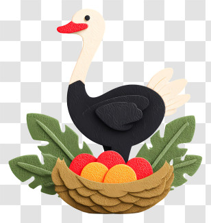 Ostrich Nesting - Black Swan With Nest And Eggs Transparent PNG