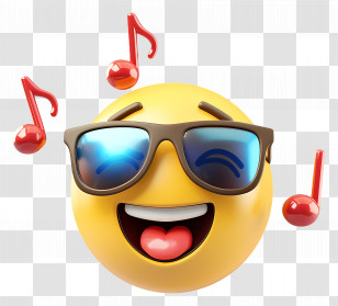 World Music Day - Smiley Face With Sunglasses And Music Notes For Fun Vibes Transparent PNG