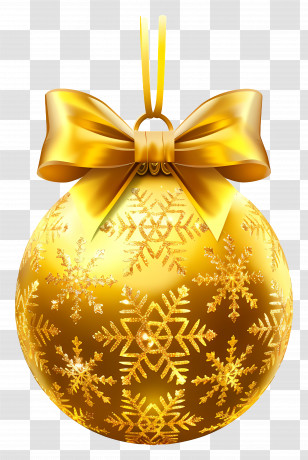 Christmas Golden Ball - Golden Christmas Ornament With Snowflake Design Transparent PNG