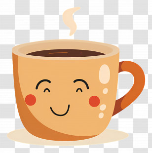 Coffee Kawaii - Cute Smiling Coffee Cup Illustration Transparent PNG