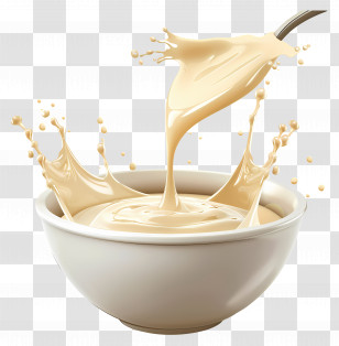 Condensed Milk - Bowl With Splashing Fresh Cream Transparent PNG