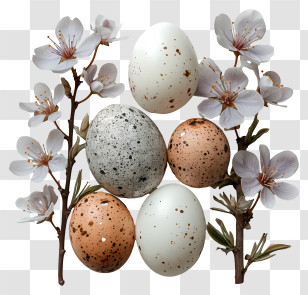 Easter Eggs - Decorative Eggs With Flowers Transparent PNG
