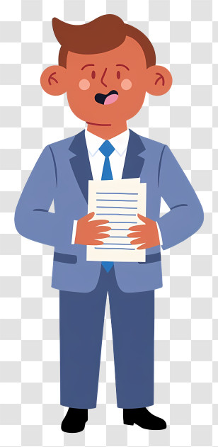Businessman Holding Report - Man Holding Paper Illustration Transparent PNG