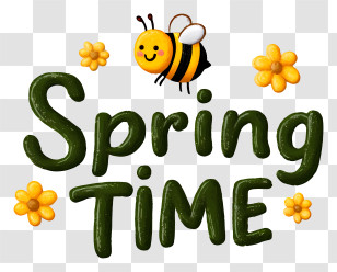 Minimalist Spring Logo - Spring Time Bee Lettering Transparent PNG