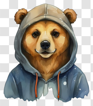 Watercolor Painting - Cool Bear In A Hoodie Transparent PNG