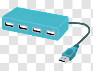 Computer - Multiport Blue USB Hub Adapter Transparent PNG