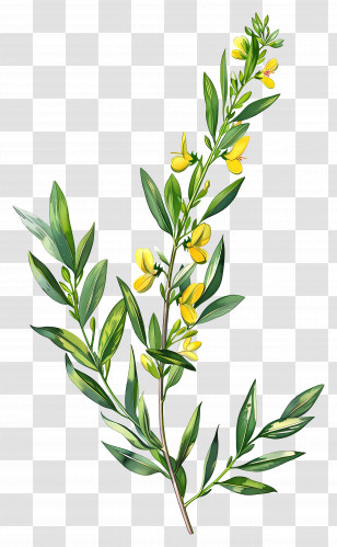 Cytisus Wolgaricus Flower - Yellow Flowering Branch Illustration Transparent PNG