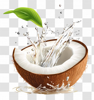 Coconut Water - Coconut With Splashing Water Transparent PNG