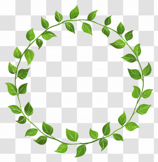 Green Leaf Wreath - Green Leafy Circular Frame Design Transparent PNG