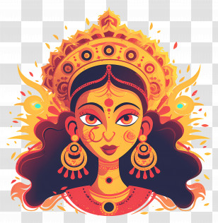 Dussehra - Vibrant Illustration Of Goddess Durga For Festival Transparent PNG