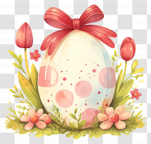 Easter Egg - Decorated Easter Egg With Flowers Transparent PNG