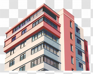 Building - Modern Apartment Building With Colorful Facade Transparent PNG