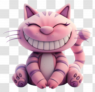 Cheshire Cat - Smiling Pink Striped Cat Transparent PNG
