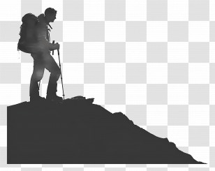 Hiker - Silhouette Of Hiker On A Mountain Transparent PNG