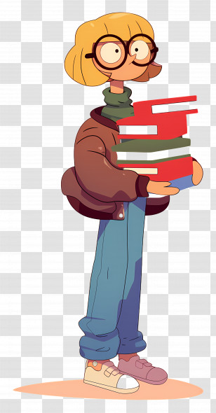 Female Teacher - Cartoon Student Holding Books Design Transparent PNG
