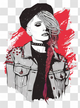 Punk Girl - Punk Girl With Braided Hair Transparent PNG