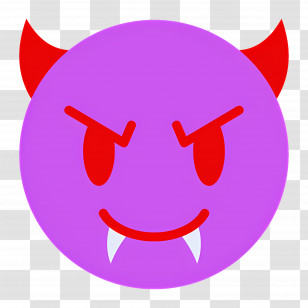 Emoji Devil - Playful Purple Devil Emoji With Red Horns Transparent PNG