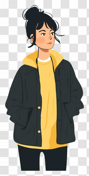 Woman In Jacket - Stylish Girl In Warm Winter Jacket Transparent PNG