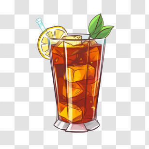 Ice Tea - Refreshing Iced Tea With Lemon Slice Illustration Transparent PNG