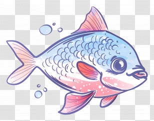 Cute Fish With Pink And Blue Coloring - Cartoon Fish In Blue And Pink Transparent PNG
