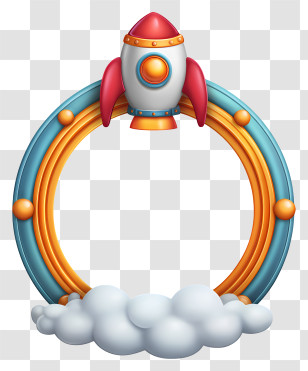 Cartoon Photo Frame - Rocket And Cloud Frame For Space Adventure Transparent PNG