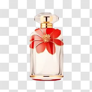 Perfume Bottle - Elegant Perfume Bottle With Red Floral Design Transparent PNG
