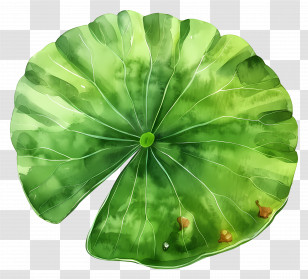 Lotus Leaf - Green Lotus Leaf Illustration With Subtle Details Transparent PNG