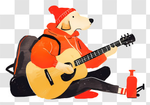 Puppy Doodle - Dog Playing Guitar Transparent PNG