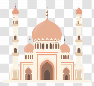 Masjid - Artistic Ornamental Mosque With Domes And Minarets Illustration Transparent PNG