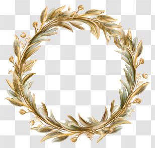 Vintage Gold Wreath - Golden Laurel Wreath With Elegant Foliage Pattern Transparent PNG