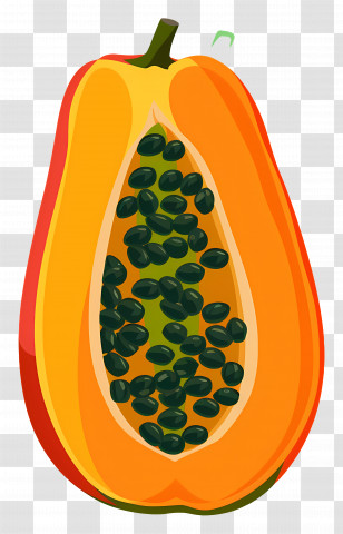 Papaya - Ripe Papaya Cut Open With Seeds Transparent PNG